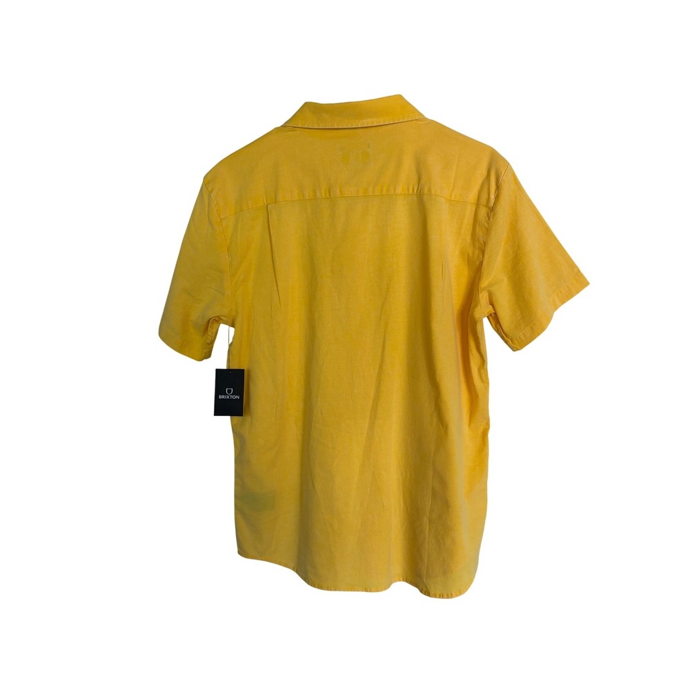 Brixton Charter Standard Fit Short Sleeve Button Up Shirt Mens Small Yellow NEW - Picture 2 of 6